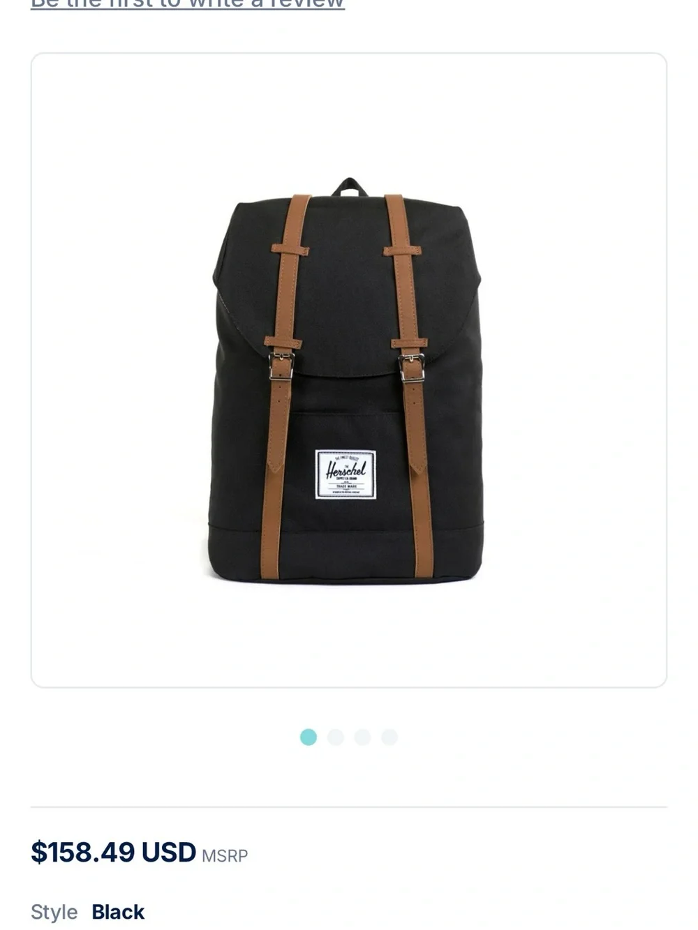 Herschel Supply Company Retreat 15 inch Black Computer Backpack